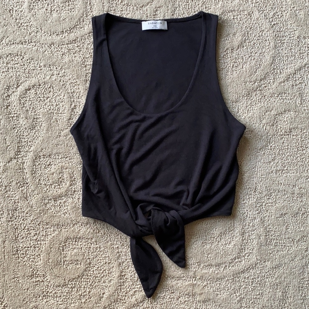 Babaton | Jeronimo Tie Front Tank in Black